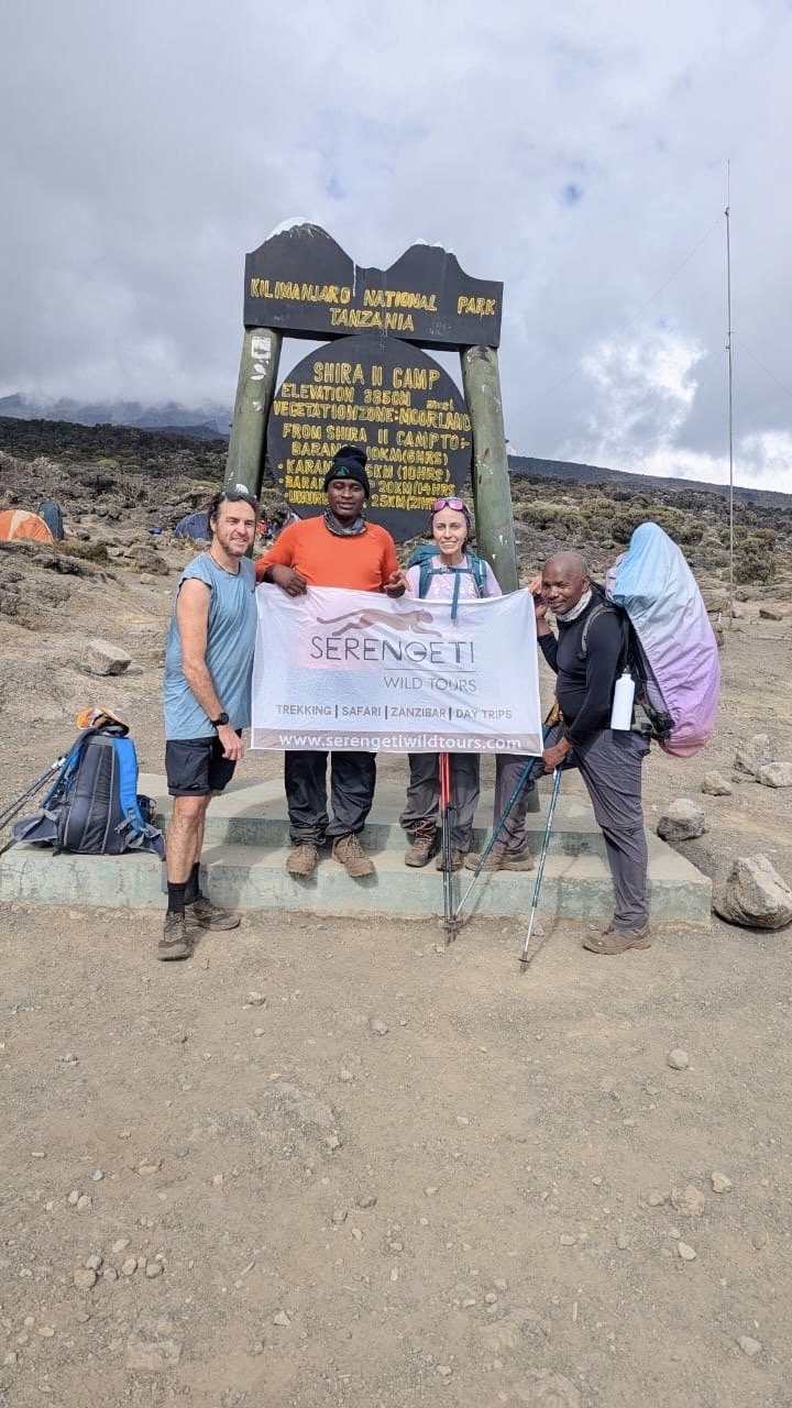 Lemosho Route trekkers at Shira Two Camp on Kilimanjaro