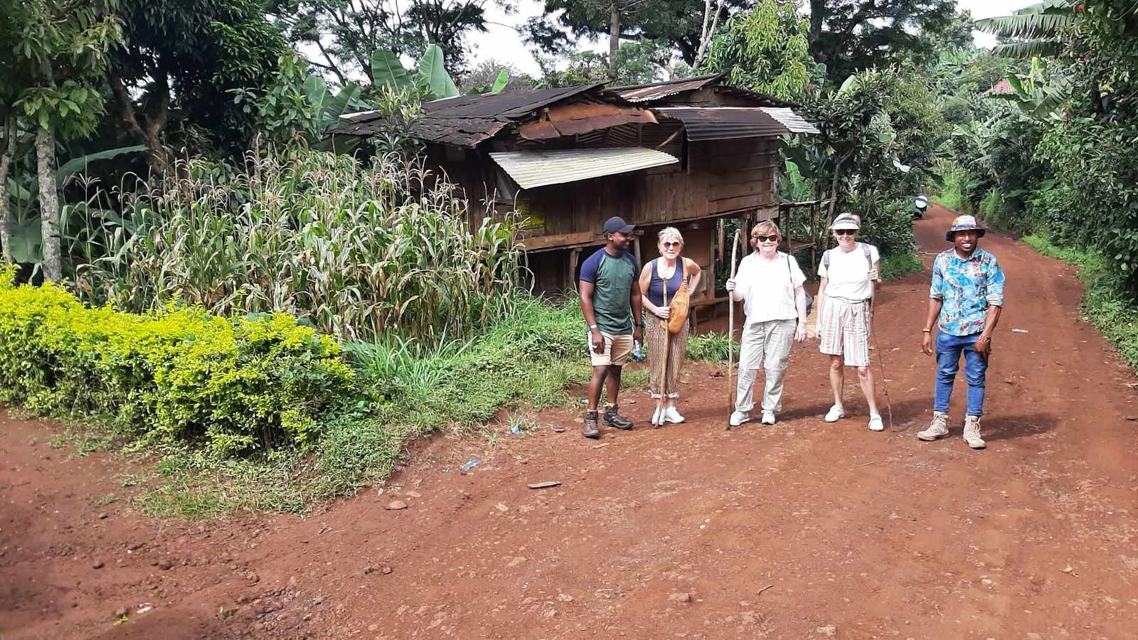 Walking through Materuni village in the green Kilimanjaro foothills