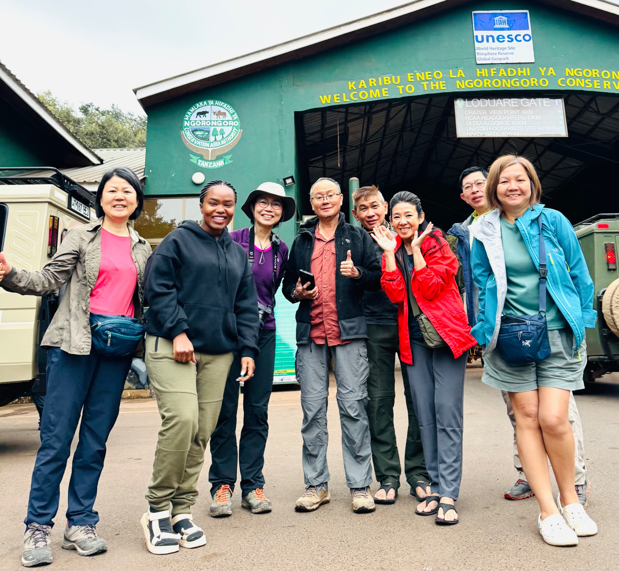 Serengeti Wild Tours local safari team with guests at Ngorongoro
