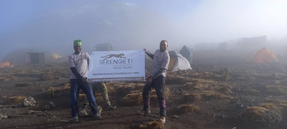 Serengeti Wild Tours mountain crew at a Kilimanjaro camp